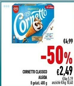 Conad Algida Cornetto Classico Formato Speciale 480 G(ml) offerta