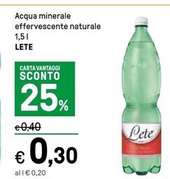 Iper La Grande Lete acqua minerale effervescente naturale offerta