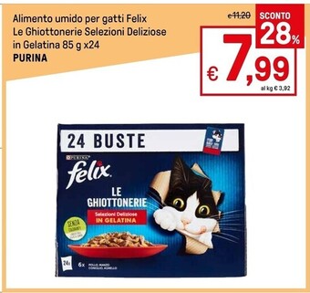 Iper La Grande Purina alimento umido per gatti felix le ghiottonerie selezioni deliziose in gelatina offerta
