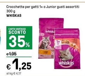 Iper La Grande Whiskas crocchette per gatti 1+ o junior offerta