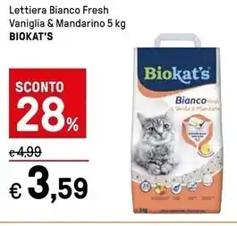 Iper La Grande Biokat's lettiera bianco fresh vaniglia & mandarino offerta