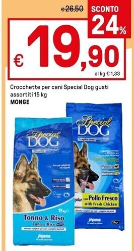 Iper La Grande Monge crocchette per cani special dog offerta