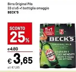 Iper La Grande Becks birra original pils offerta