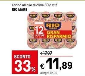 Iper La Grande Rio mare tonno all'olio di oliva offerta