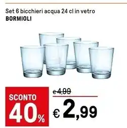 Iper La Grande Bormioli rocco set 6 bicchieri acqua 24 cl in vetro offerta