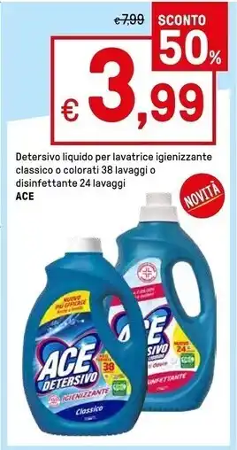 Iper La Grande Ace detersivo liquido per lavatrice igienizzante classico offerta