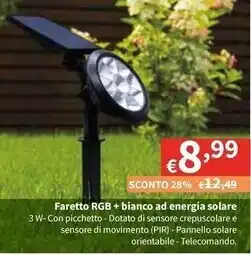 Progress Faretto rgb + bianco ad energia solare offerta