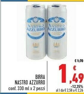 Conad Nastro Azzurro Birra 330 G(ml) offerta