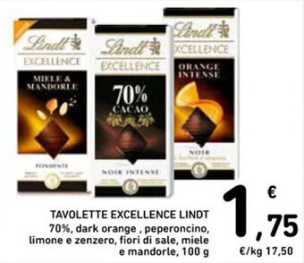Spazio Conad TAVOLETTE EXCELLENCE LINDT 100 g offerta