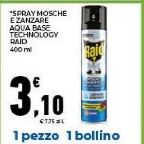 Conad Raid Spray Mosche E Zanzare Aqua Base Technology offerta