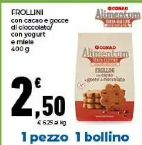 Conad Frollini Con Cacao E Gocce Di Cioocolato Conyogurt E Miele offerta