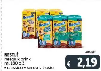 Gourmet Déco Nestlè nesquik drink ml 180 x 3 offerta