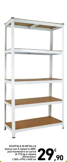 Spazio Conad SCAFFALE IN METALLO L180 x P90 x H40 cm offerta