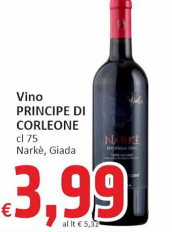 Paghi Poco Vino PRINCIPE DI CORLEONE cl 75 offerta
