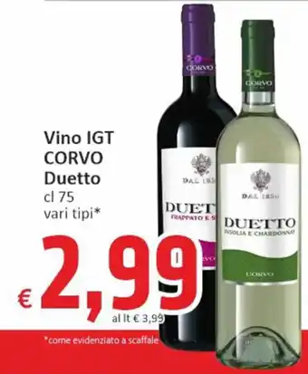 Paghi Poco Vino IGT CORVO Duetto cl 75 offerta