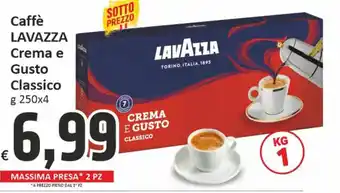 Paghi Poco LAVAZZA Crema e Gusto Classico Caffè g 250 x4 offerta