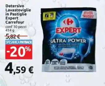 Carrefour Iper Detersivo Lavastoviglie in Pastiglie Expert Carrefour conf 30 pezzi 414 g offerta