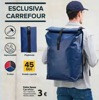Carrefour Iper Zaino Spesa Carrefour -45 I capacità Impermeabile -Richiudibile offerta
