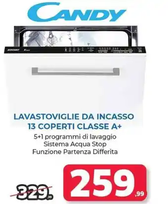 Telitaly CANDY LAVASTOVIGLIE DA INCASSO 13 COPERTI CLASSE A+ offerta