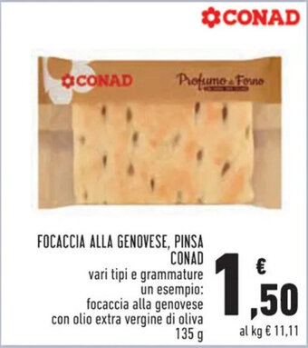 Conad FOCACCIA ALLA GENOVESE, PINSA CONAD 135 g offerta