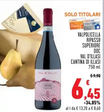 Conad VALPOLICELLA RIPASSO SUPERIORE DOC VAL D'ILLASI CANTINA DI ILLASI 750 ml offerta