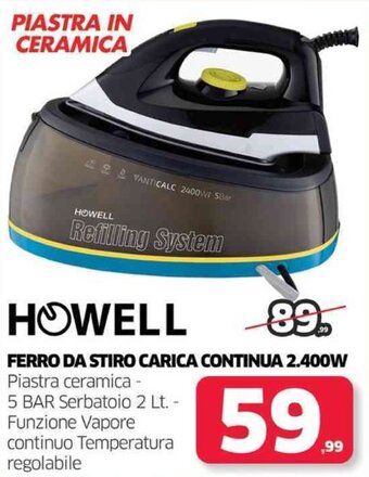 HOWELL FERRO DA STIRO CARICA CONTINUA 2.400W