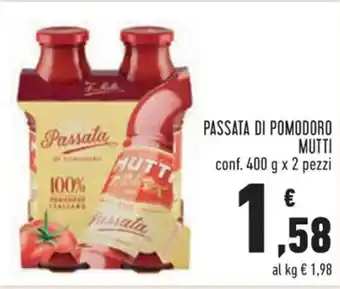 Conad MUTTI PASSATA DI POMODORO conf. 400 g x 2 pezzi offerta