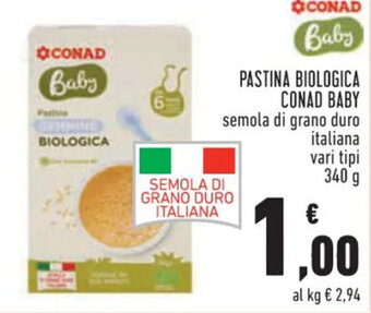 Conad PASTINA BIOLOGICA CONAD BABY 340 g offerta