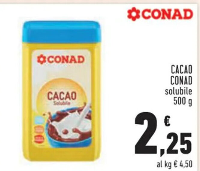 Conad CACAO CONAD solubile 500 g offerta