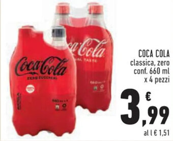Conad COCA COLA classica, zero conf. 660 ml x 4 pezzi offerta