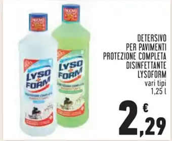 Conad DETERSIVO PER PAVIMENTI PROTEZIONE COMPLETA DISINFETTANTE LYSOFORM vari tipi 1,25 l offerta