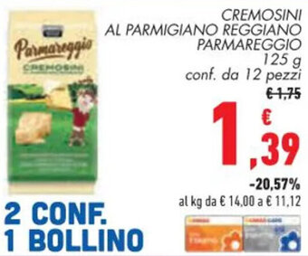 Conad CREMOSINI AL PARMIGIANO REGGIANO PARMAREGGIO 125 g conf. da 12 pezzi offerta