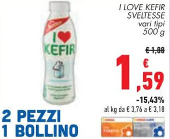 Conad I LOVE KEFIR SVELTESSE vari tipi 500 g offerta