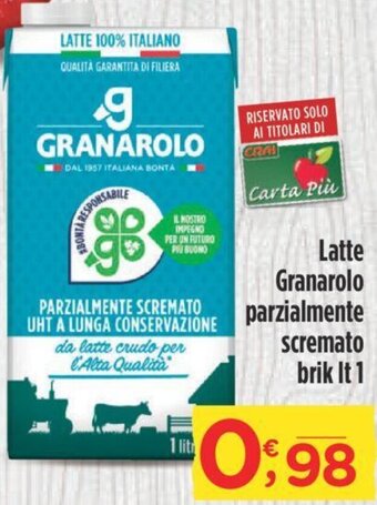 Crai Latte Granarolo parzialmente scremato brik It 1 offerta