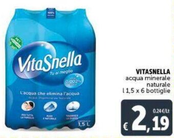 VitaSnella acqua minerale naturale 11,5 x 6 bottiglie