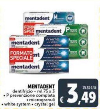 Deco Supermercati MENTADENT dentifricio - ml 75 x 3 offerta