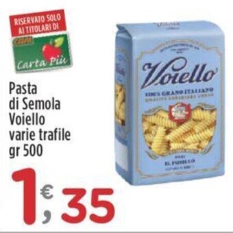 Crai Pasta di Semola Voiello varie trafile gr 500 offerta