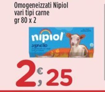 Crai Omogeneizzati Nipiol vari tipi carne gr 80 x 2 offerta