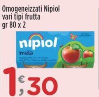 Crai Omogeneizzati Nipiol vari tipi frutta gr 80 x 2 offerta