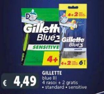 Deco Supermercati GILLETTE blue III 4 rasoi + 2 gratis offerta
