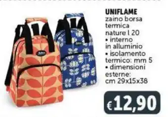 Deco Supermercati UNIFLAME zaino borsa termica nature l 20 offerta