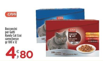 Crai Bocconcini per Gatti Randy Cat Crai carne/pesce gr 100 x 12 offerta