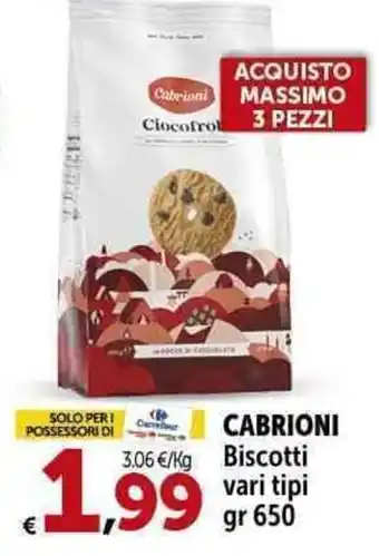 Carrefour Market CABRIONI Biscotti vari tipi gr 650 offerta