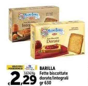 BARILLA Fette biscottate dorate/integrali gr 630