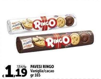 Carrefour Market PAVESI RINGO Vaniglia/cacao gr 165 offerta