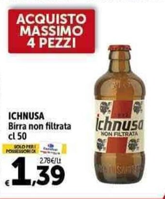Carrefour Market ICHNUSA Birra non filtrata cl 50 offerta