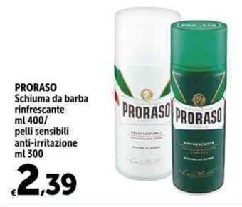Carrefour Market PRORASO Schiuma da barba rinfrescante ml 400/ pelli sensibili anti-irritazione ml 300 offerta