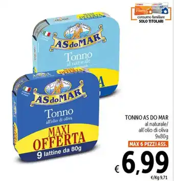 Spazio Conad TONNO AS DO MAR 9x80g MAX 6 PEZZI ASS. offerta