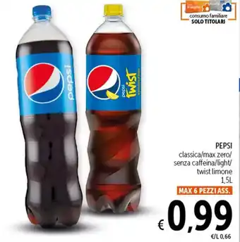 Spazio Conad PEPSI 1,5 l MAX 6 PEZZI ASS. offerta