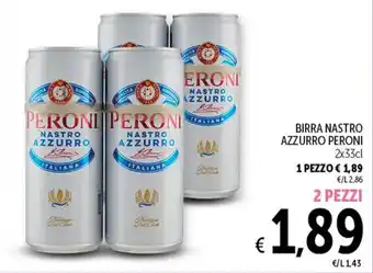Spazio Conad BIRRA NASTRO AZZURRO PERONI 2 x 33 cl 2 PEZ2x33cl offerta